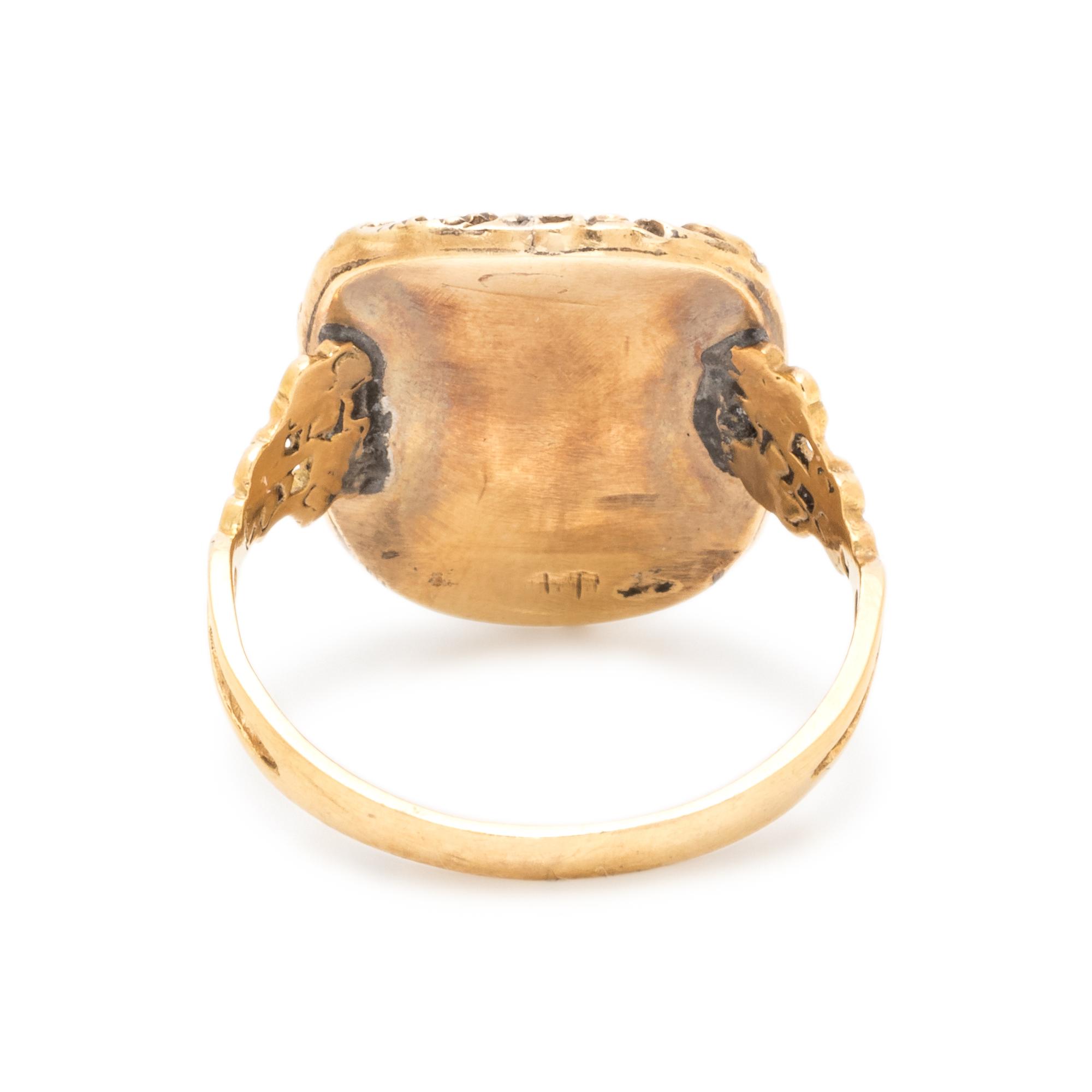 GARNET AND SEED PEARL RING