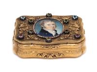 A German Gold and Jewel Mounted Portrait-Inset Bonbonnière