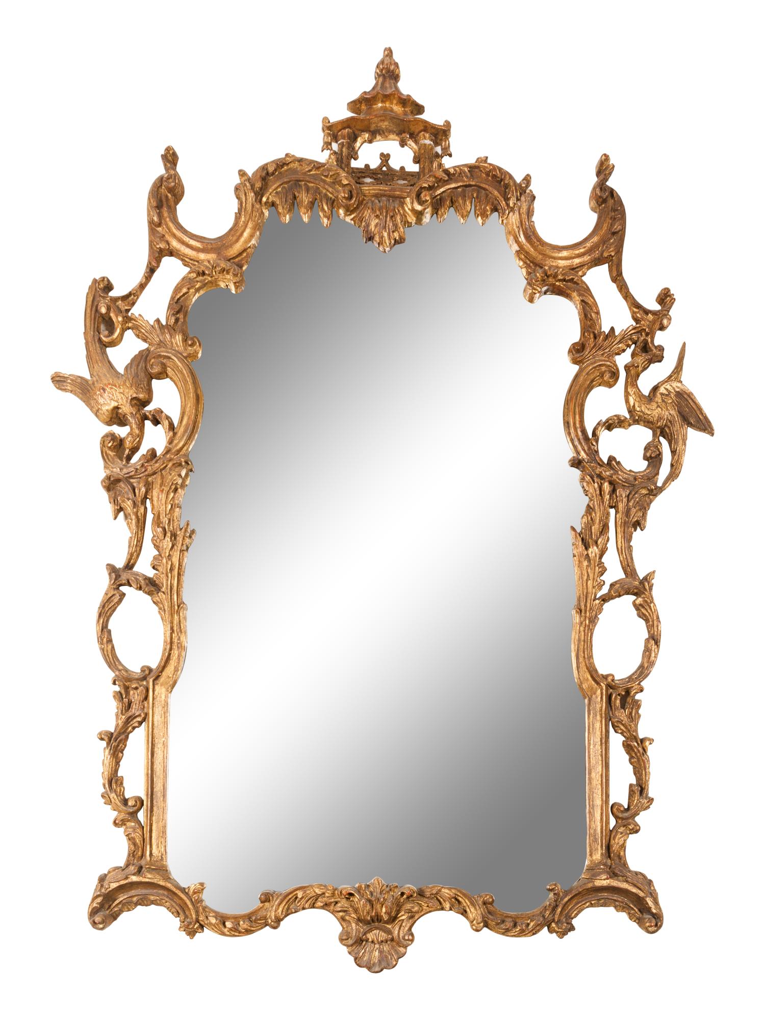 A Chinese Chippendale Style Giltwood Looking Glass