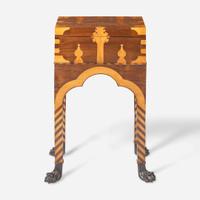 An Anglo-Indian inlaid mahogany, fruitwood, and ebony box-on-stand early 19th century