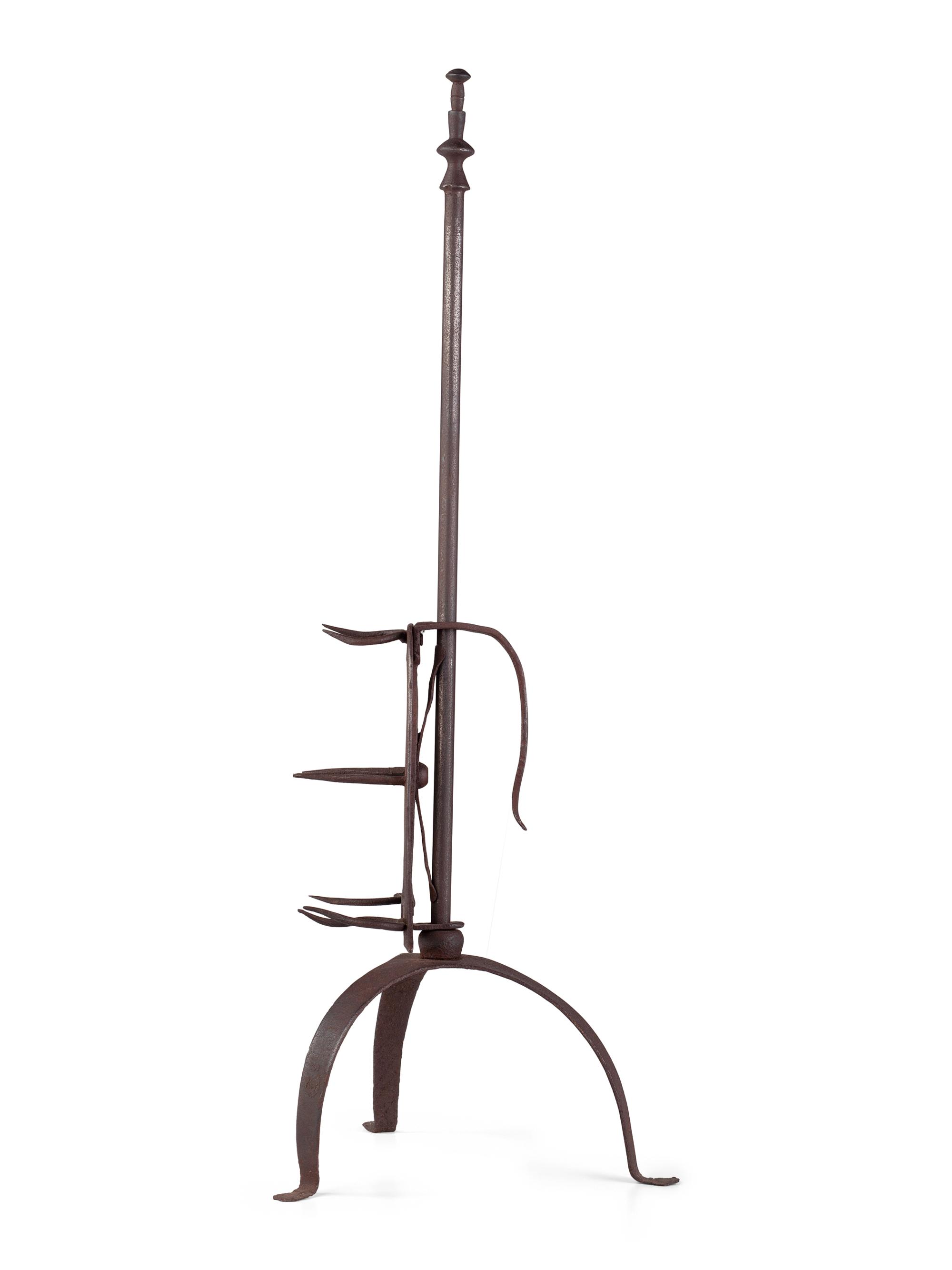 A Wrought Iron Bell-Form Hanging Rack
