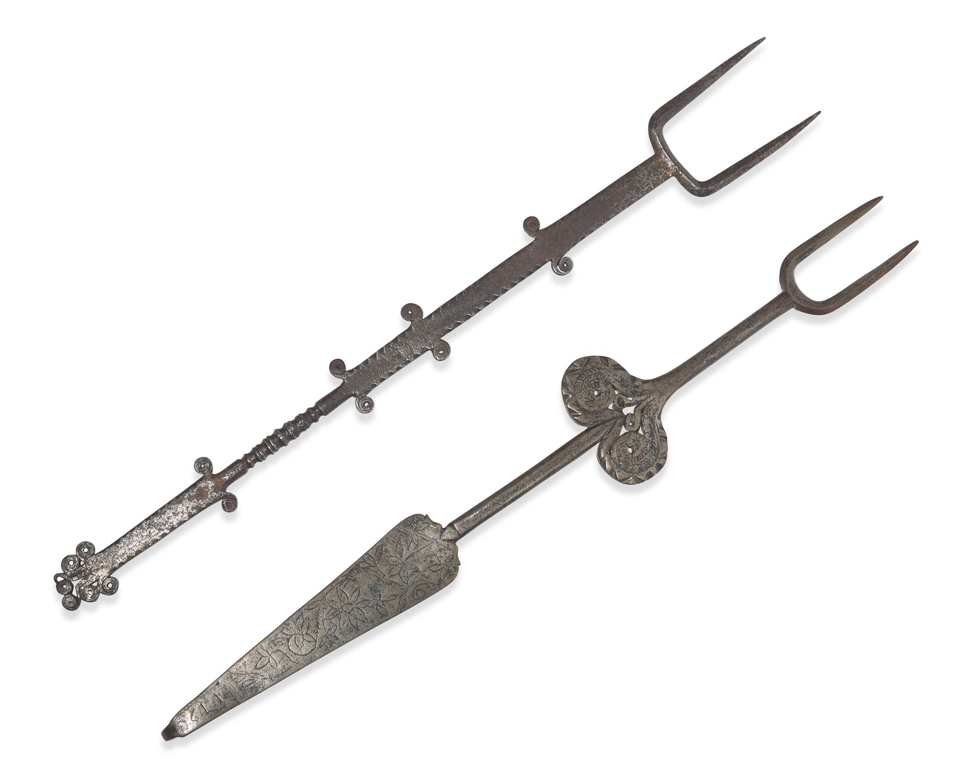 Two Wrought Iron Forks, French or Flemish, 18th Century
