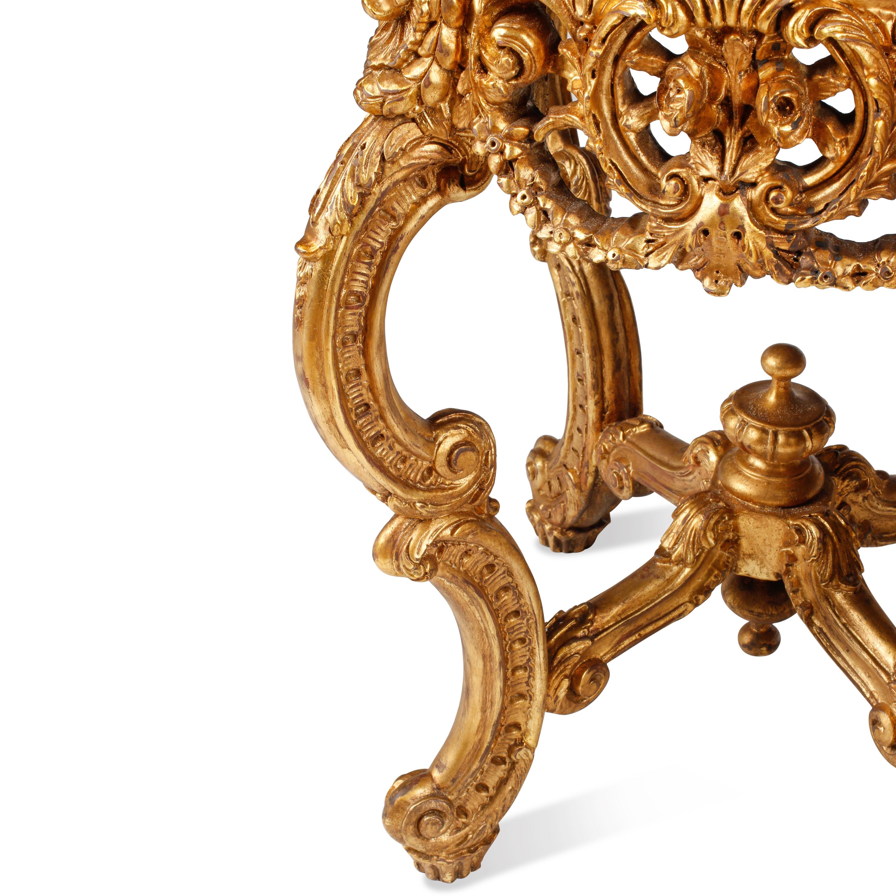 A Pair of Louis XV Style Giltwood and Malachite Side Tables