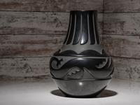 Carve Blackware Pottery Jar, with Avanyu