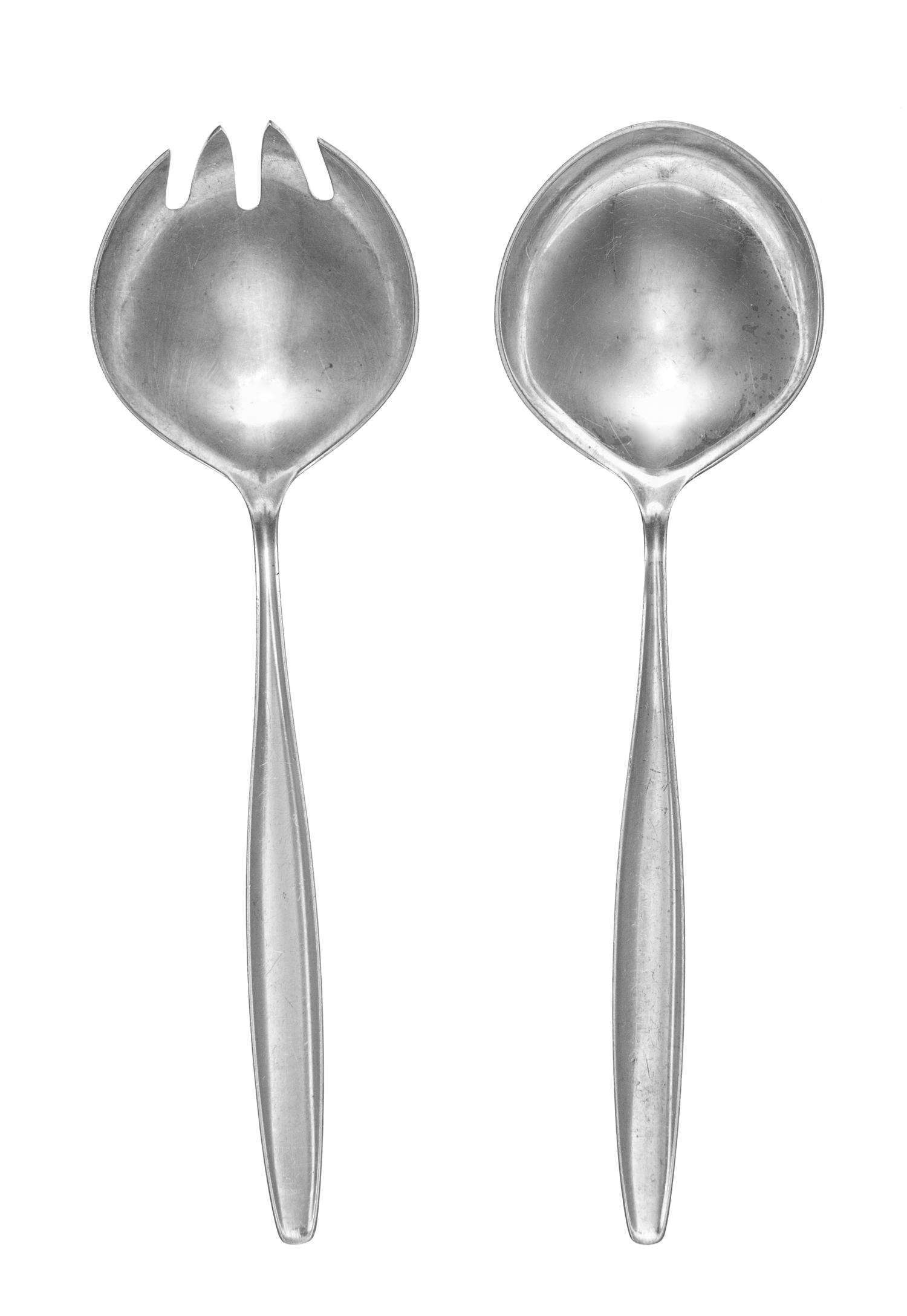 Two Danish Silver Serving Articles, Georg Jensen Silversmithy, Copenhagen, Mid-20th Century, Cypress pattern, comprising a serving spoo