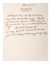 [CIVIL WAR]. Autographs from Civil War soldiers incl. Generals SHERMAN, MCCLELLAN, and BUTLER.