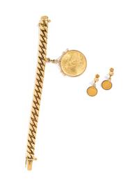COLLECTION OF YELLOW GOLD AND COIN JEWELRY