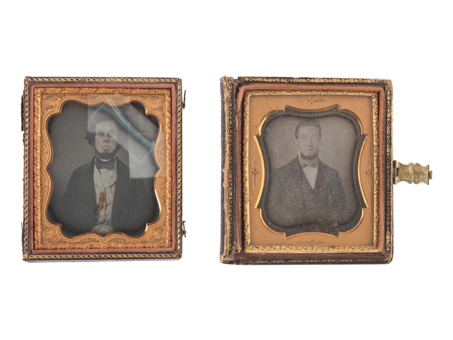[EARLY PHOTOGRAPHY]. 18 sixth plate daguerreotypes of men with facial hair.