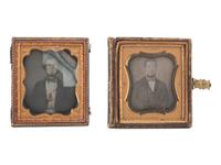 [EARLY PHOTOGRAPHY]. 18 sixth plate daguerreotypes of men with facial hair.