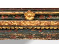 A Spanish Colonial Painted and Parcel Gilt Mirror