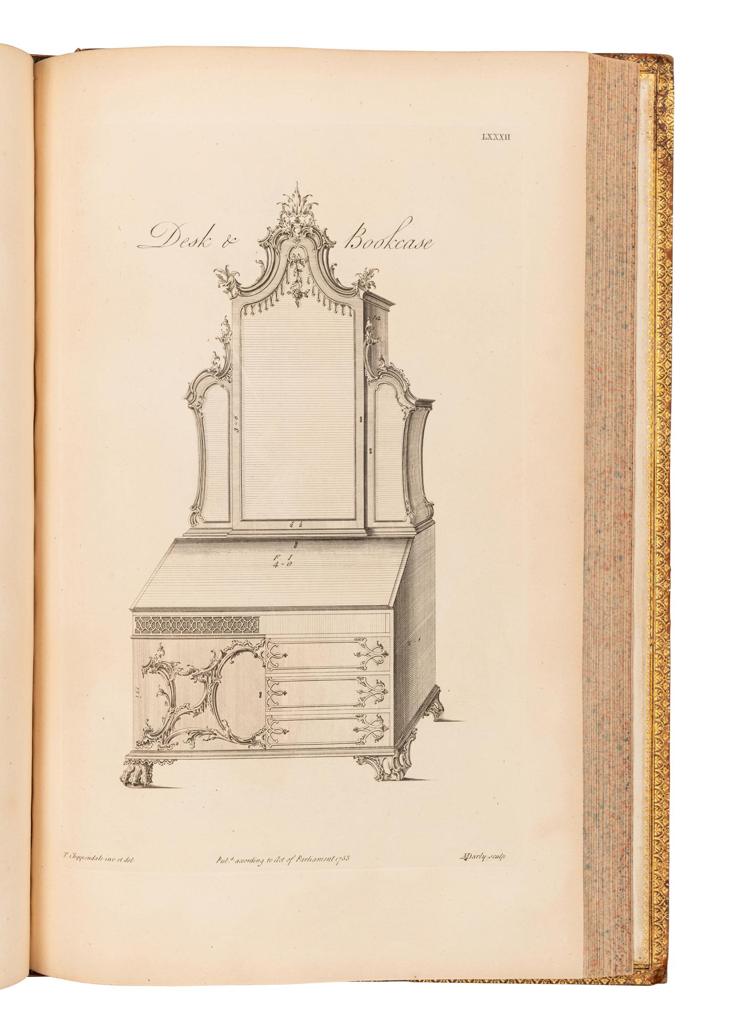 CHIPPENDALE, Thomas (1718-1779). The Gentleman and Cabinet-Maker's Director: being a large collection of the most elegant and useful designs of household furniture. London: J. Haberkorn for the author and others, 1755.