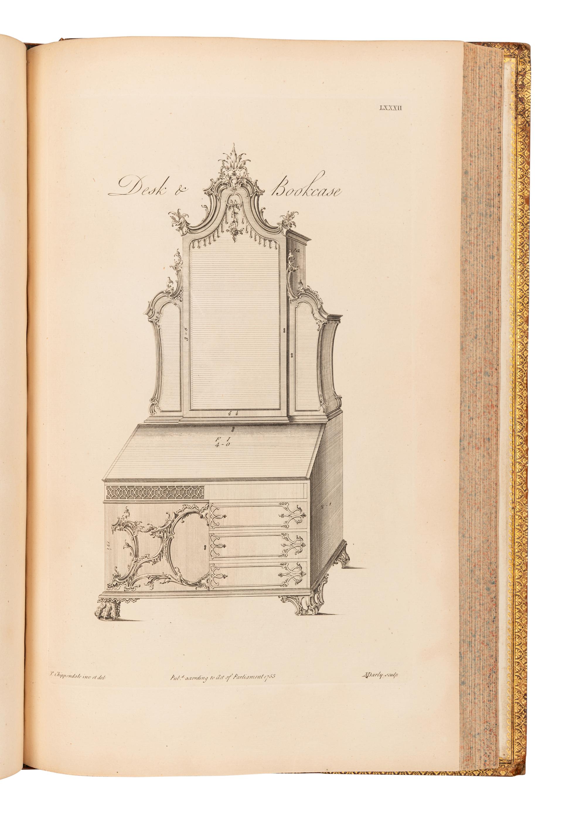 CHIPPENDALE, Thomas (1718-1779). The Gentleman and Cabinet-Maker's Director: being a large collection of the most elegant and useful designs of household furniture. London: J. Haberkorn for the author and others, 1755.
