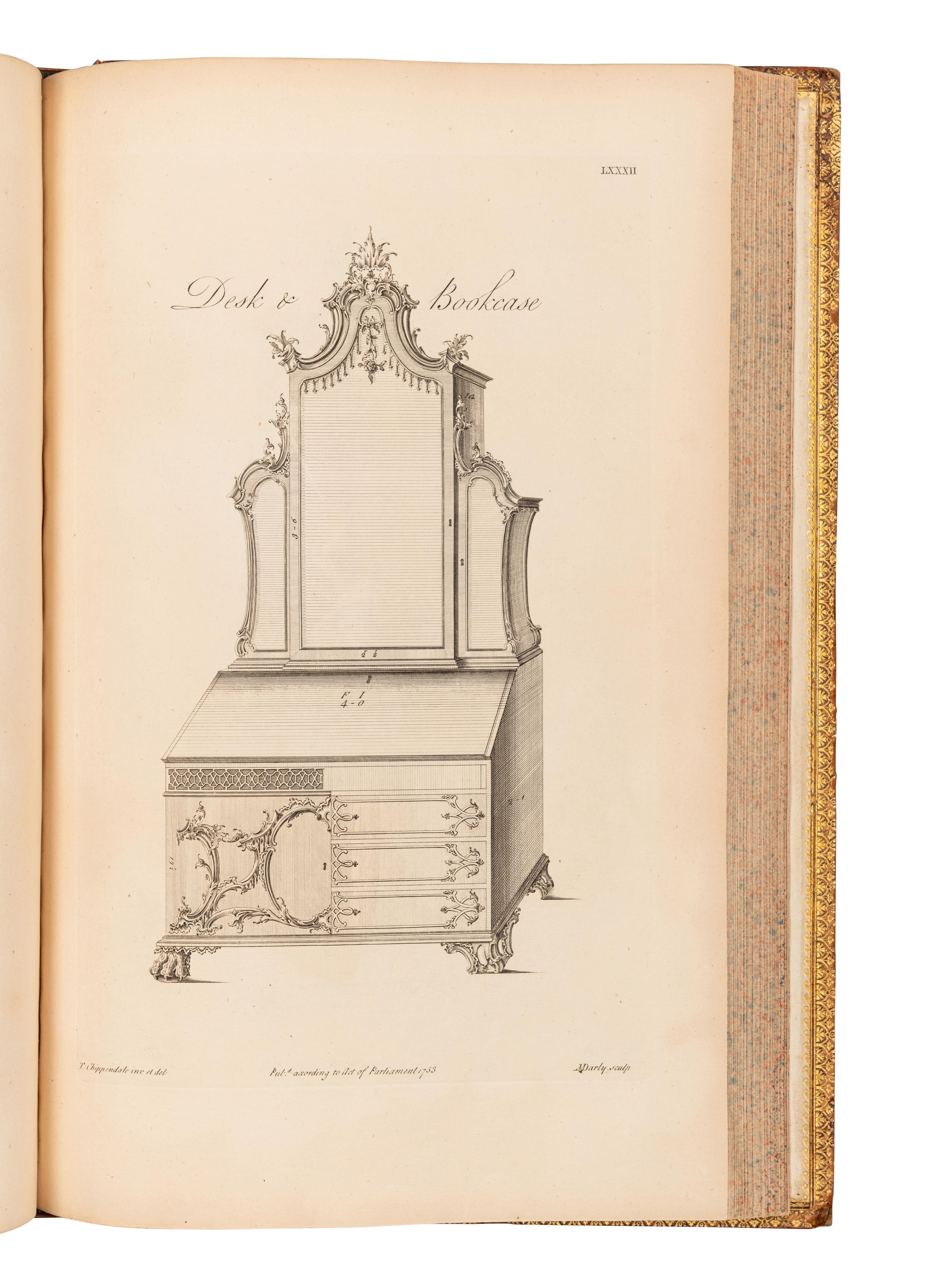 CHIPPENDALE, Thomas (1718-1779). The Gentleman and Cabinet-Maker's Director: being a large collection of the most elegant and useful designs of household furniture. London: J. Haberkorn for the author and others, 1755.