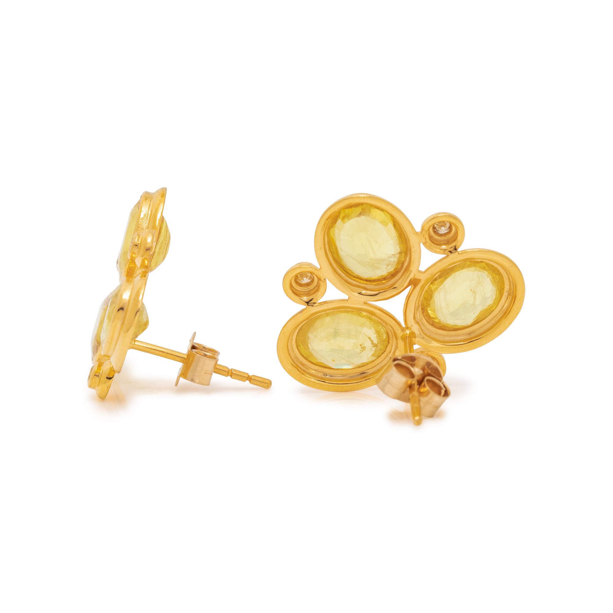 YELLOW SAPPHIRE AND DIAMOND EARRINGS