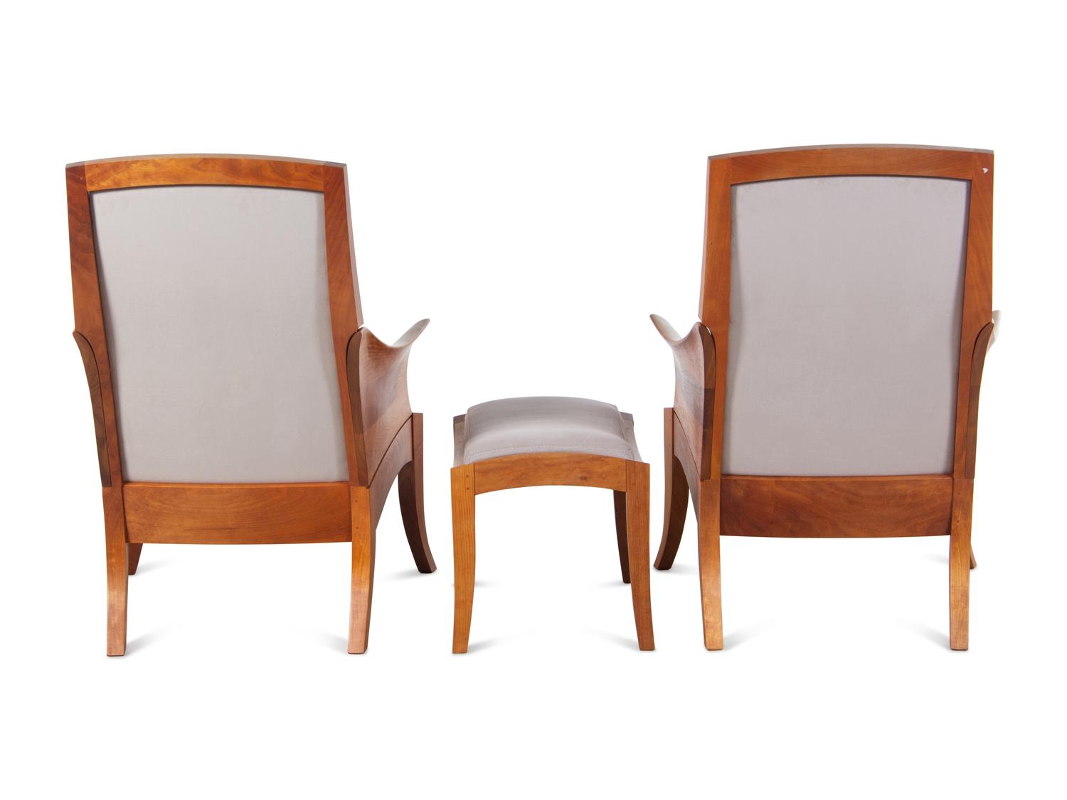 A Pair of 'Wing' Chairs and Ottoman Auburn, Maine, 2004