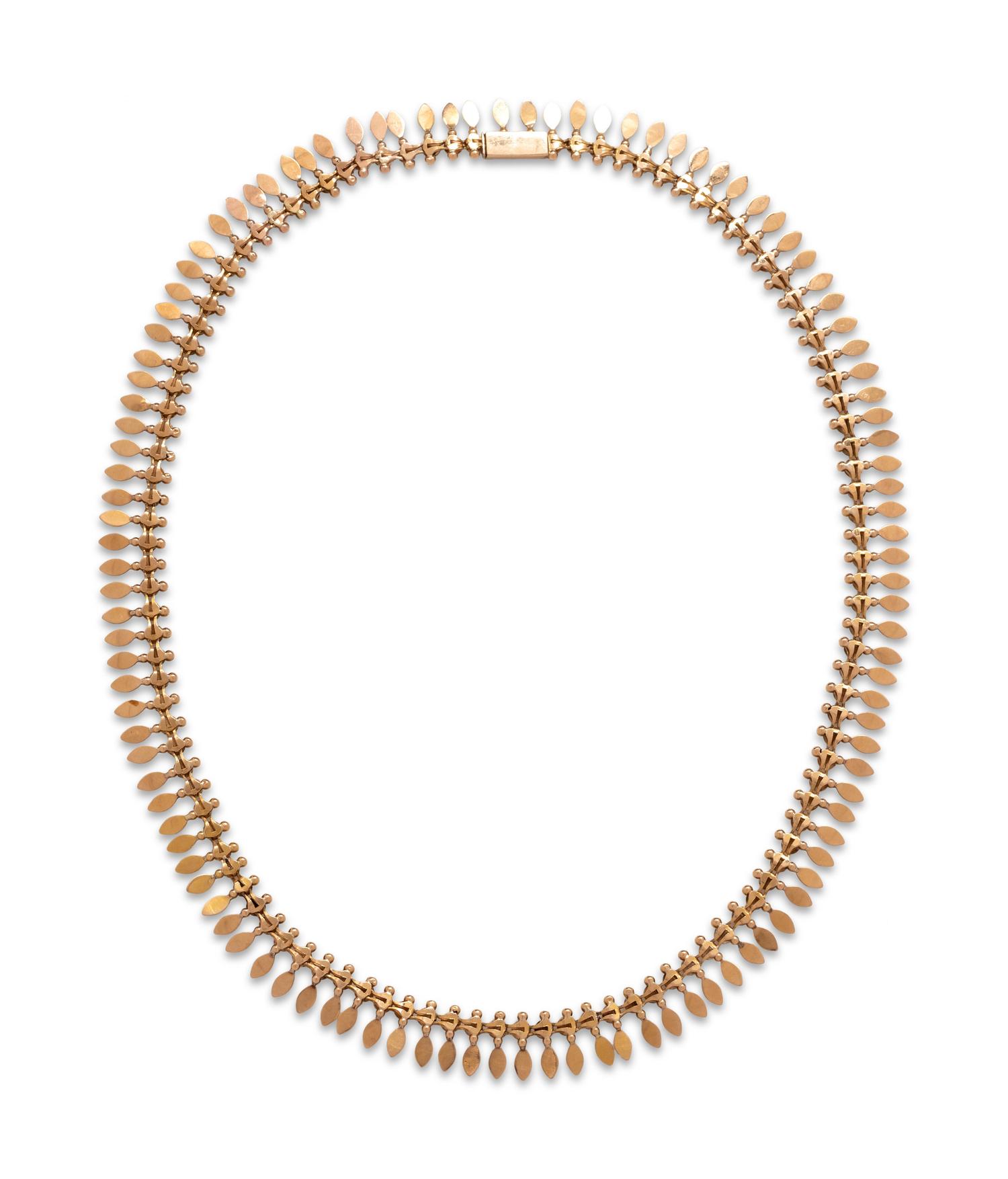 YELLOW GOLD FRINGE NECKLACE