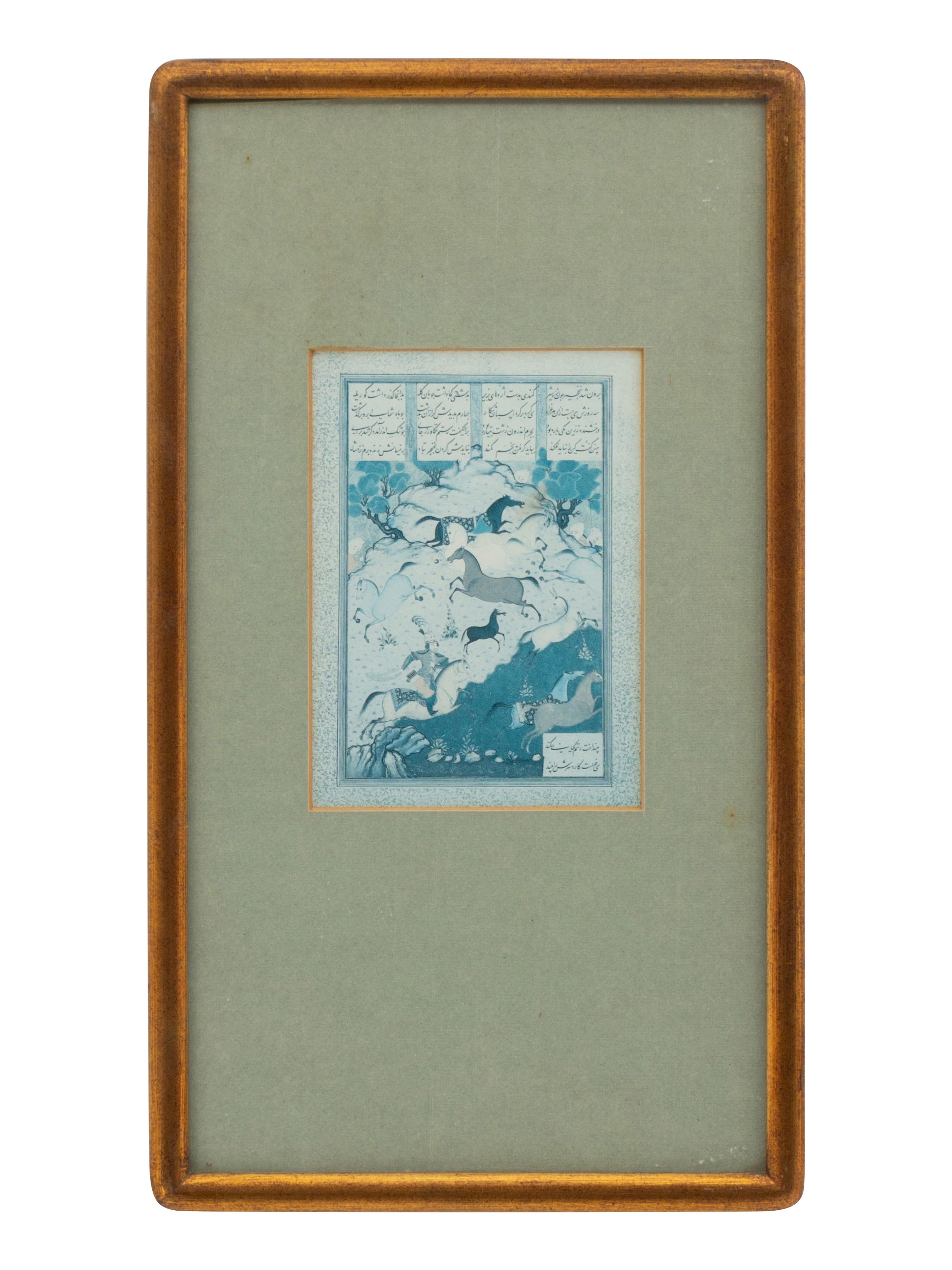 A Collection of Six Persian Miniature Paintings in Giltwood Frames
