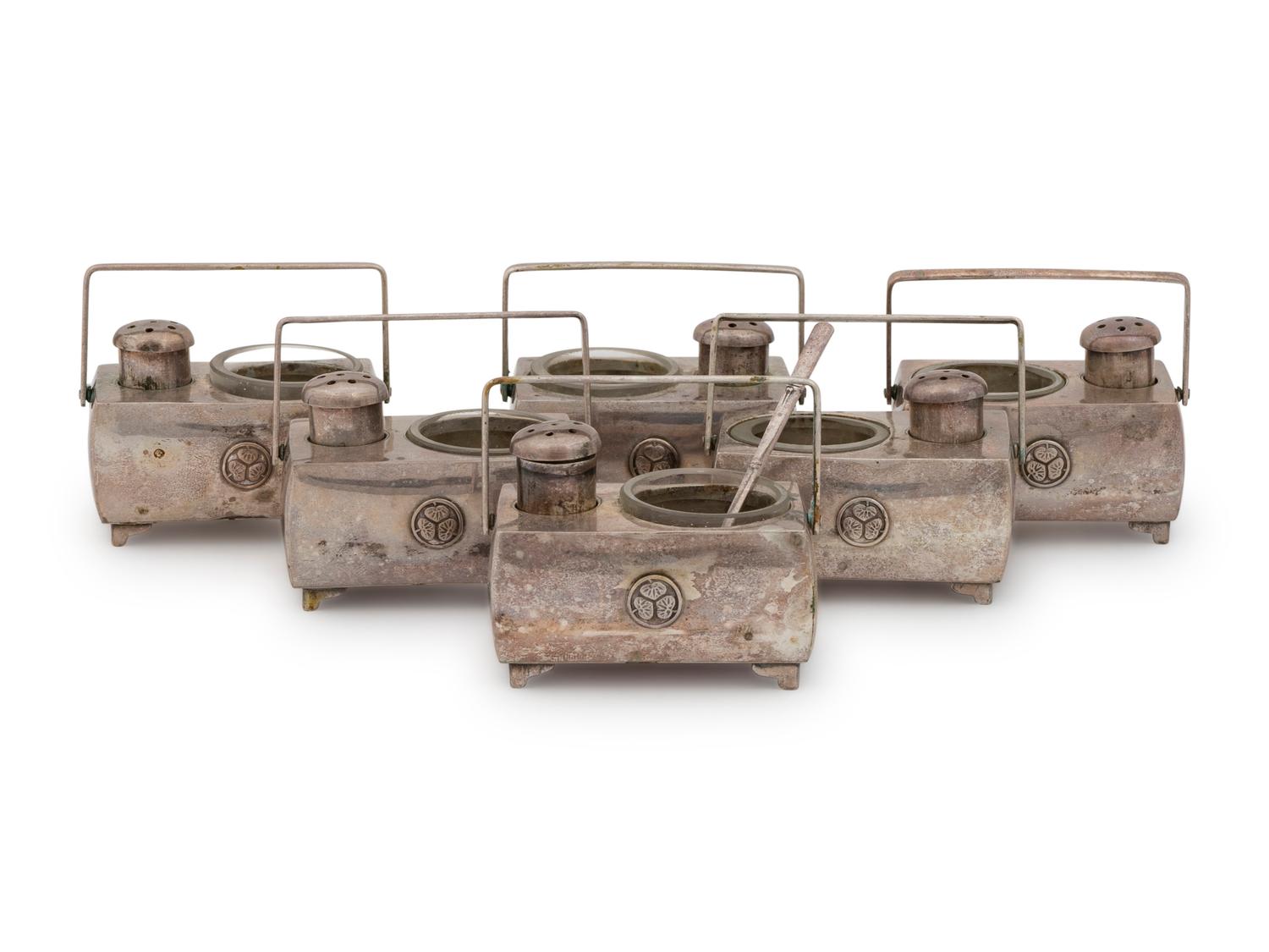A Set of Six Japanese Silver Salts — 20th Century