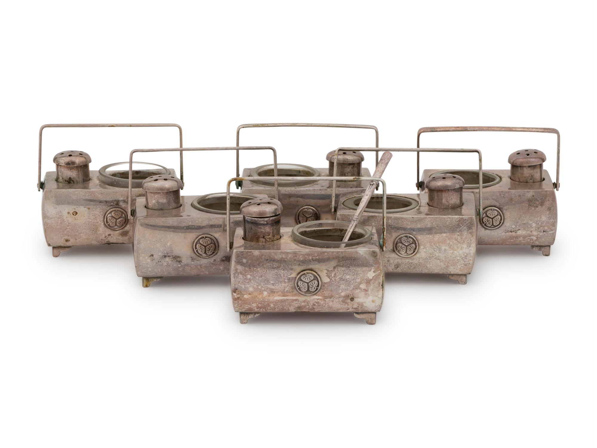 A Set of Six Japanese Silver Salts — 20th Century