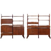 A Mid-Century Shelving Unit 74.5" W each x 16" D x 81" H — Italy, Mid-20th Century