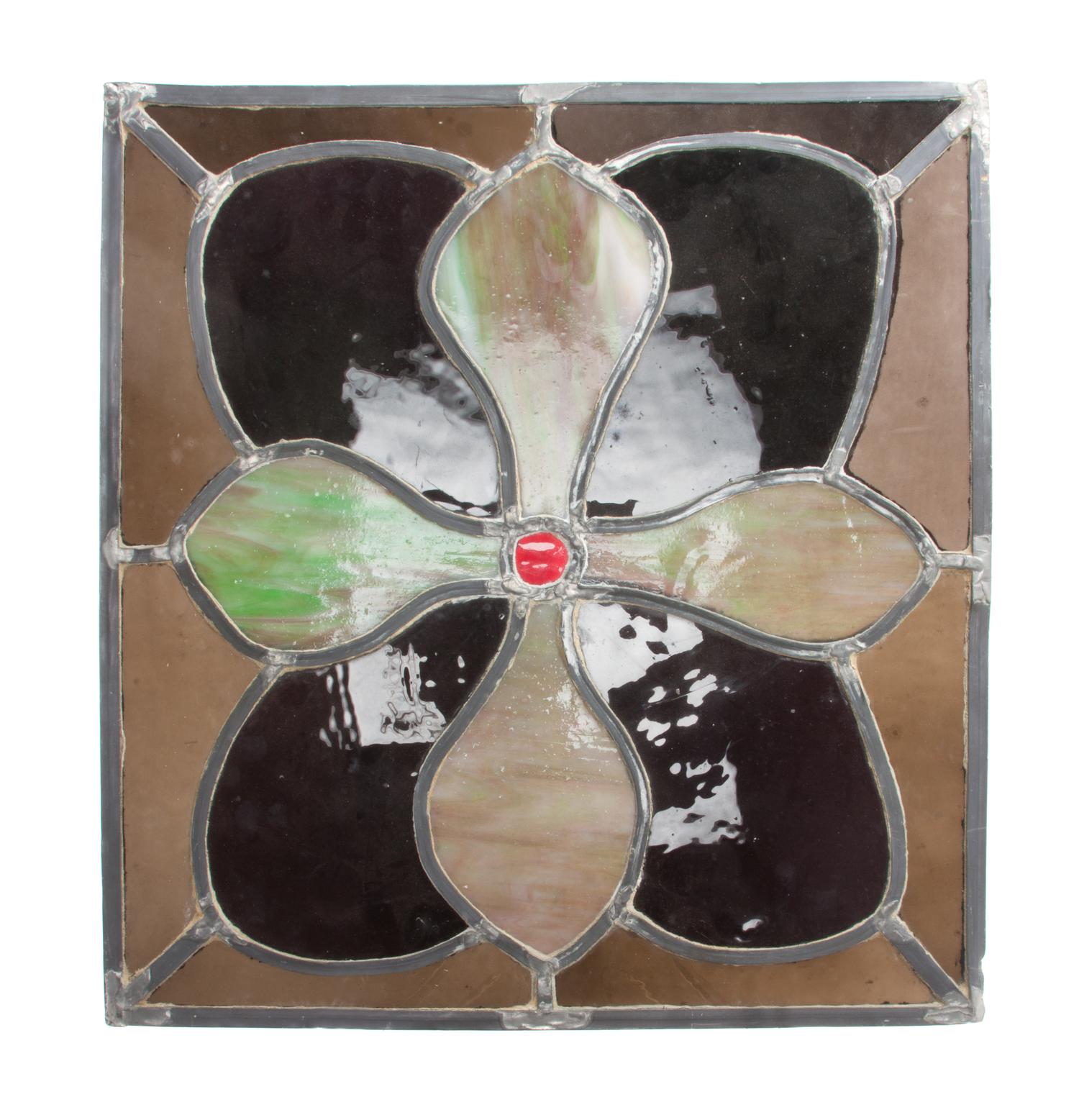 A Collection of Twelve Leaded Glass Windows Largest: 17 1/2 x 39 1/2 inches.