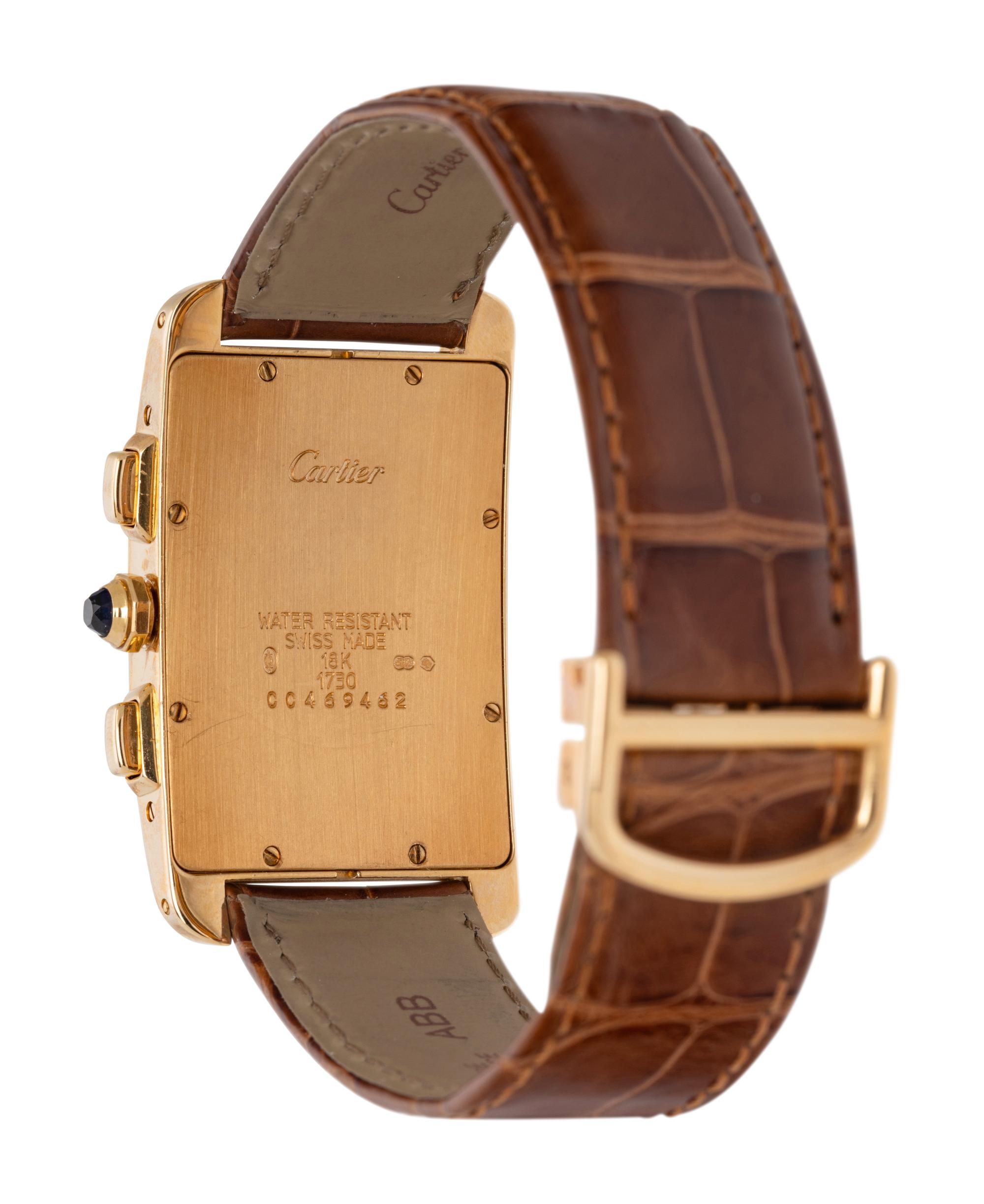 CARTIER, REF. 1730 18K YELLOW GOLD 'TANK AMERICAINE' WATCH