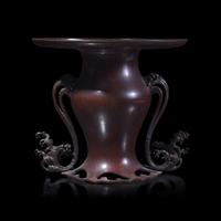 A Japanese Patinated Bronze Ikebana Vase, Meiji/Taisho Period