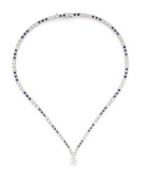 DIAMOND, SAPPHIRE AND PLATINUM NECKLACE