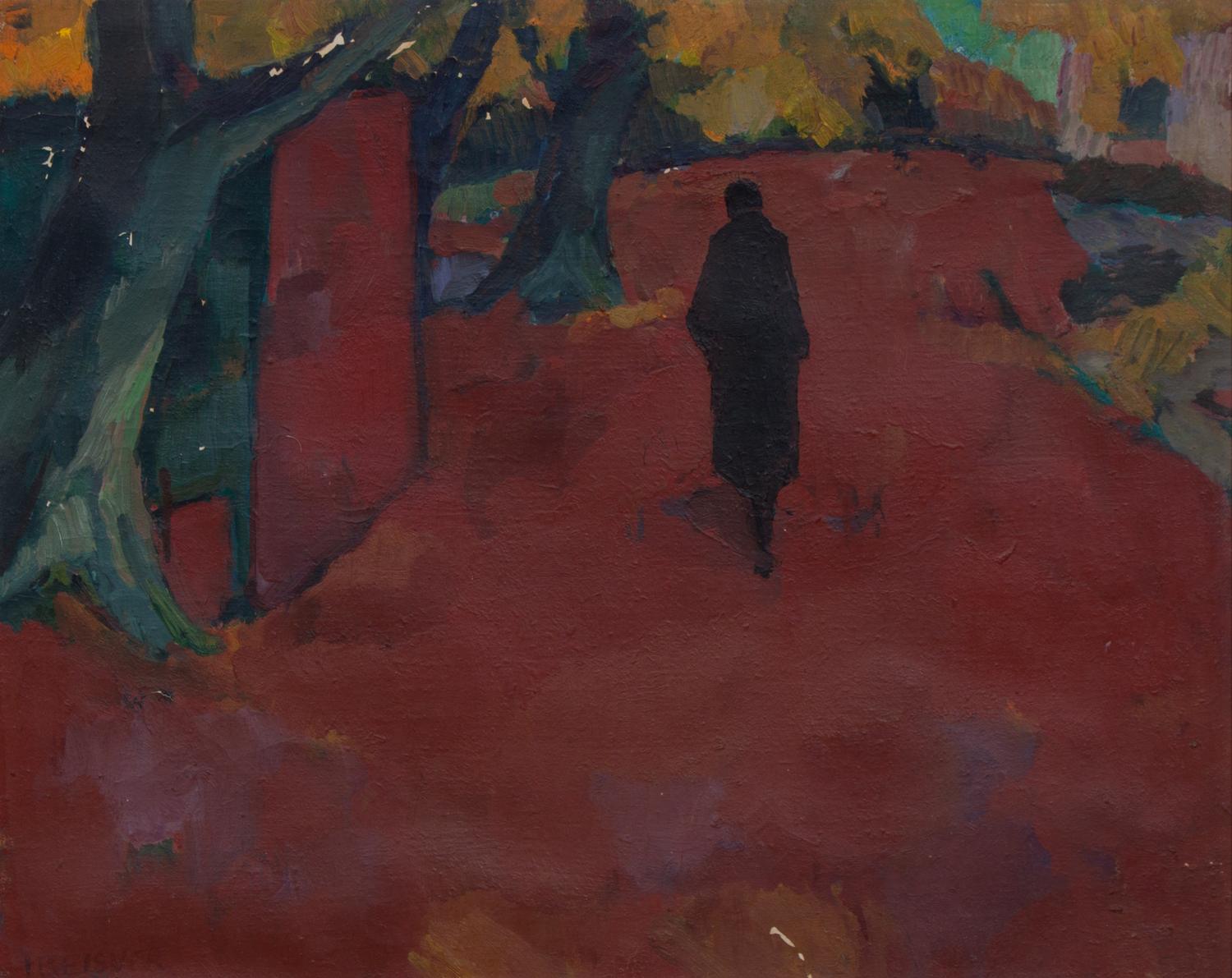 Ib Eisner, (Danish, 1925-2003), Autumn Forest With Figure