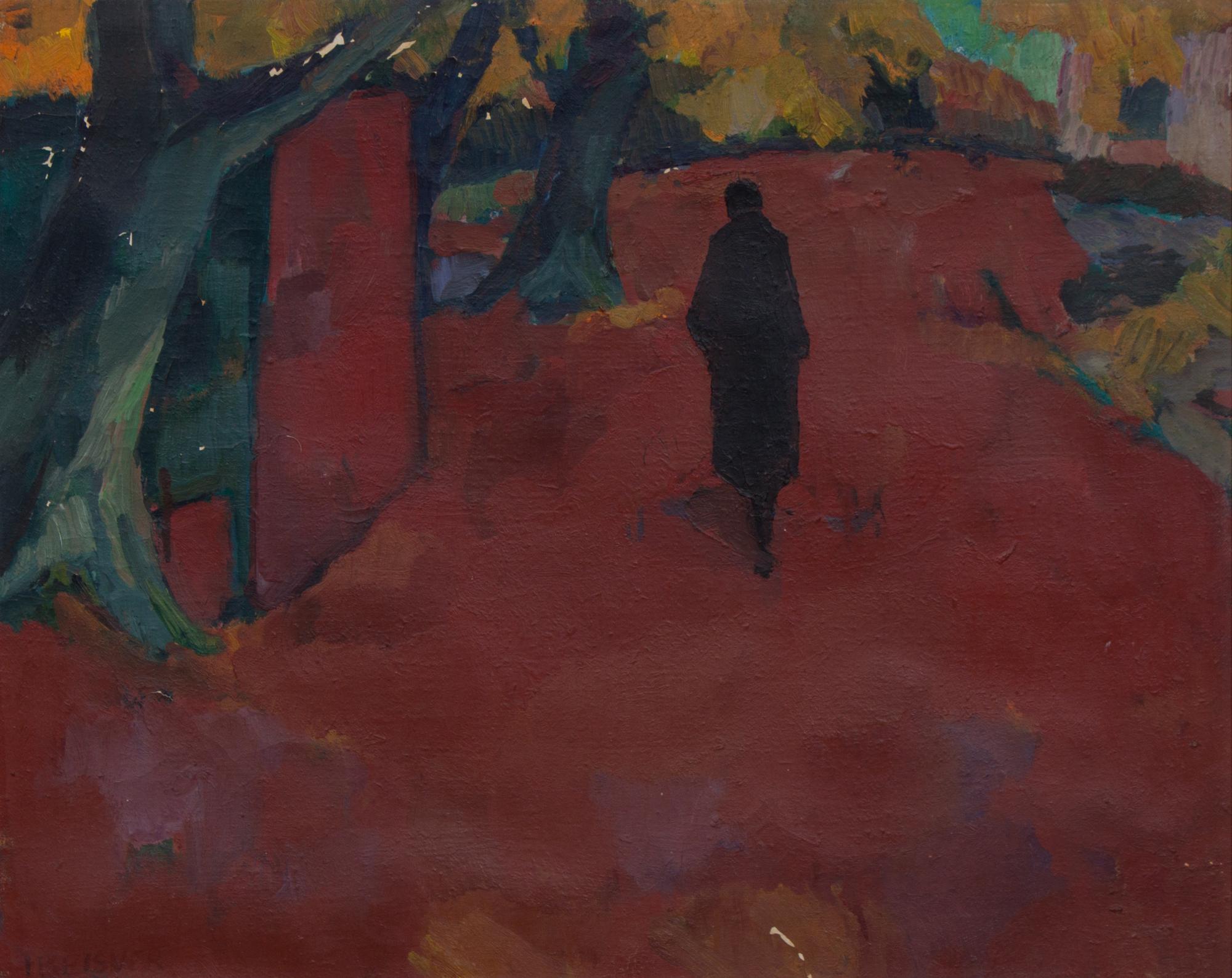 Ib Eisner, (Danish, 1925-2003), Autumn Forest With Figure