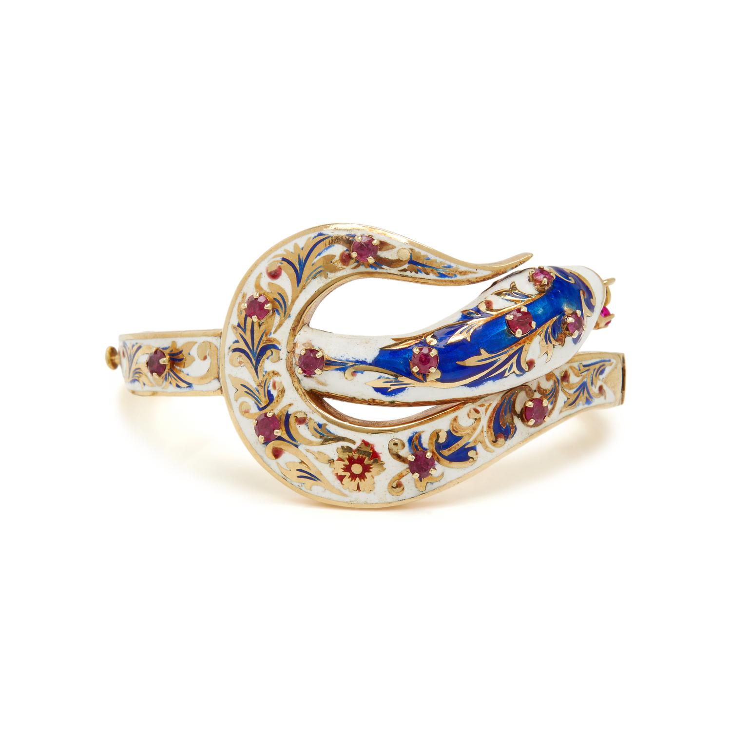 ENAMEL AND RUBY SNAKE BRACELET