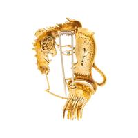 JEAN COCTEAU, BY FRED PARIS, YELLOW GOLD AQUARIUS BROOCH