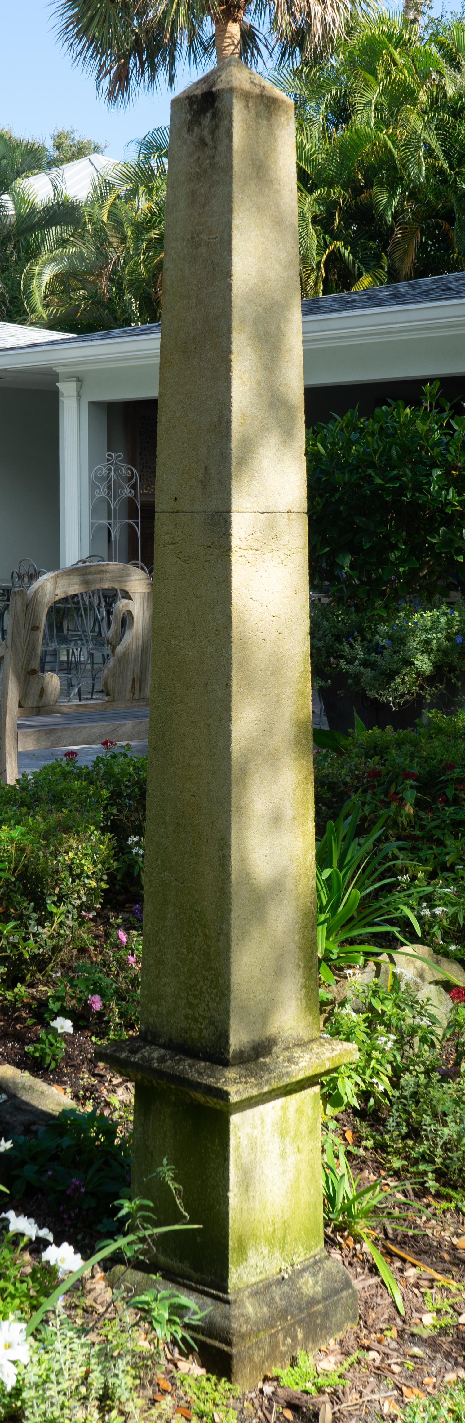 A Pair of Carved Stone Obelisks
