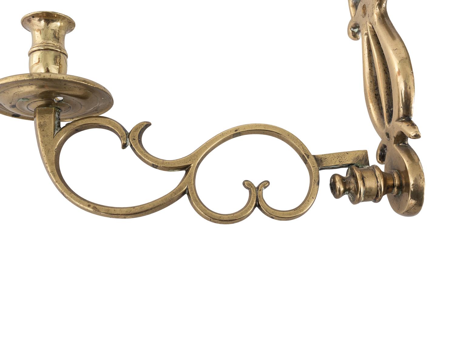 A Pair of American Cast-Brass Single-Light Wall Sconces