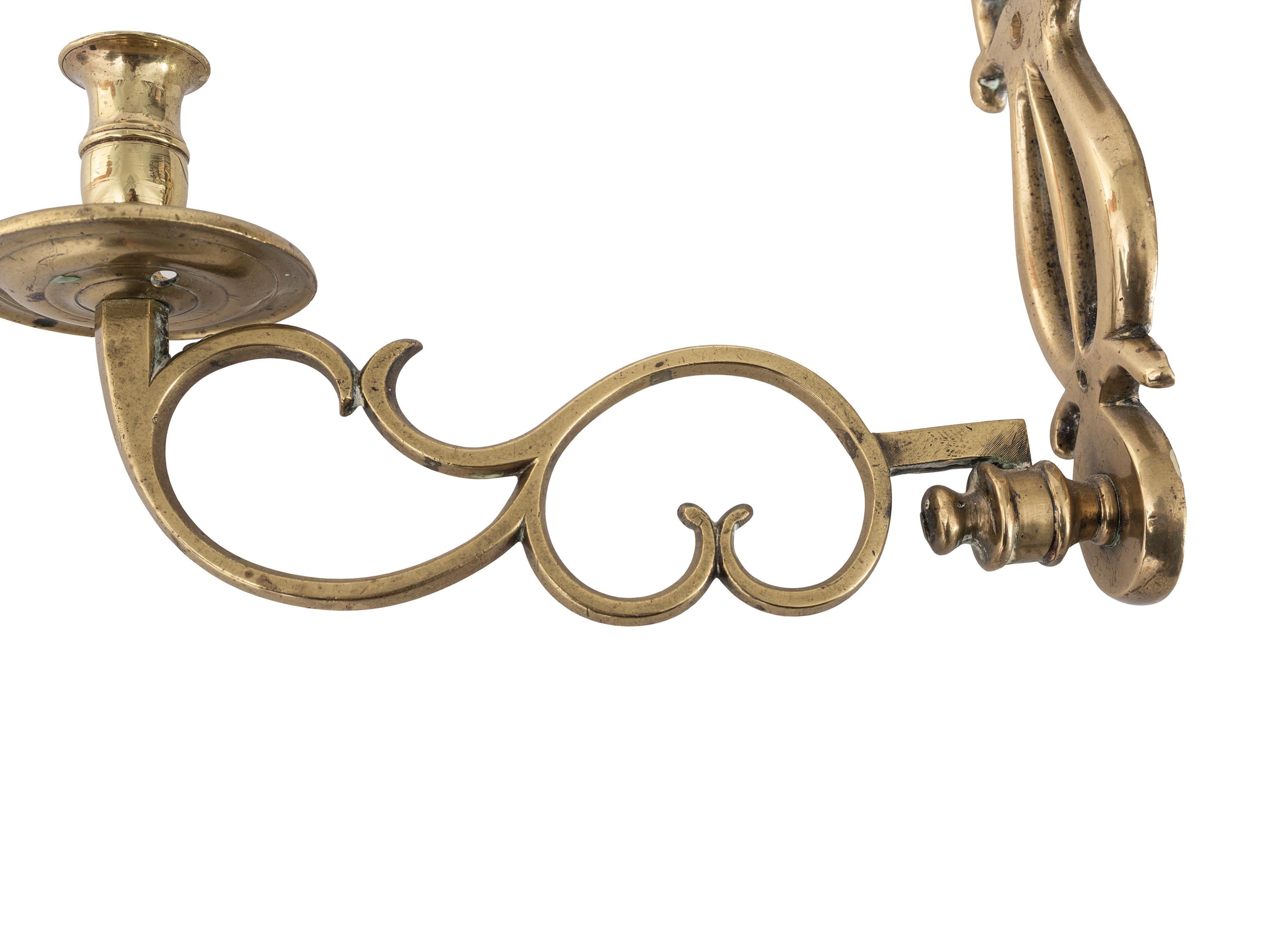 A Pair of American Cast-Brass Single-Light Wall Sconces