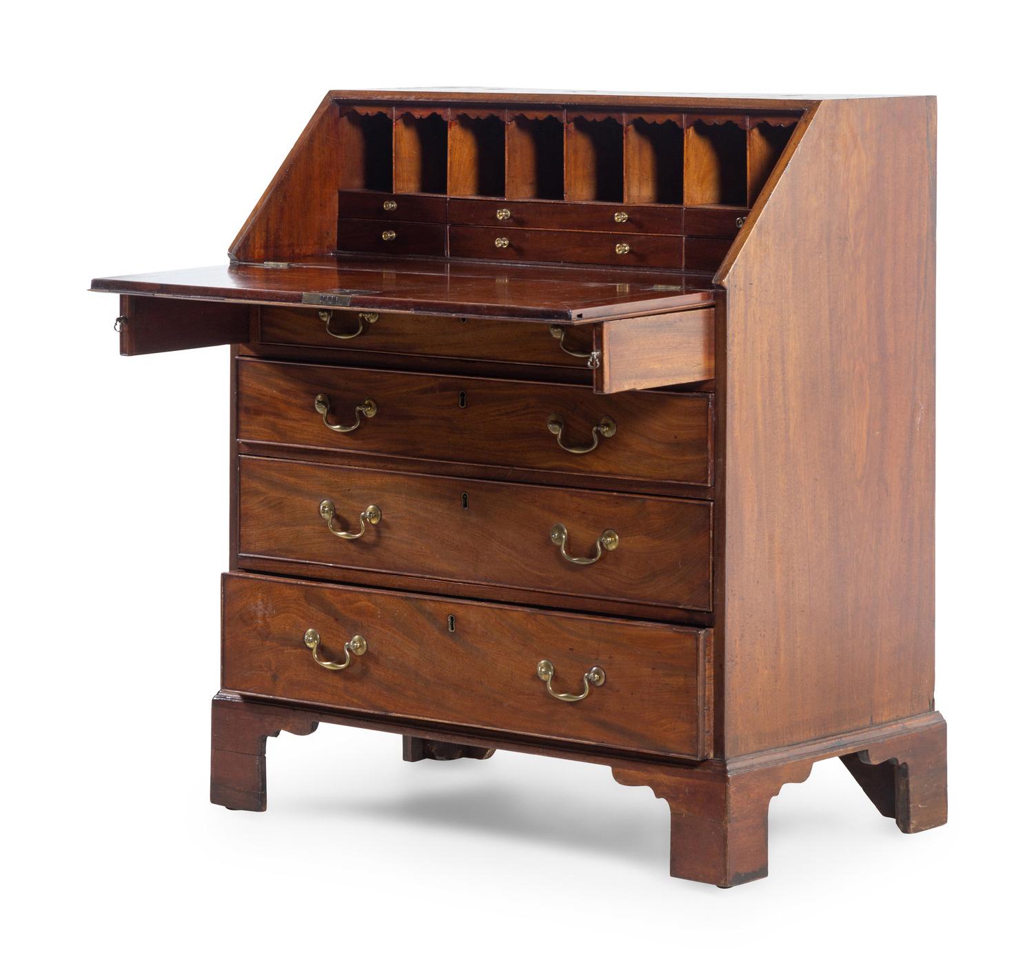 A George III Mahogany Slant-Front Bureau