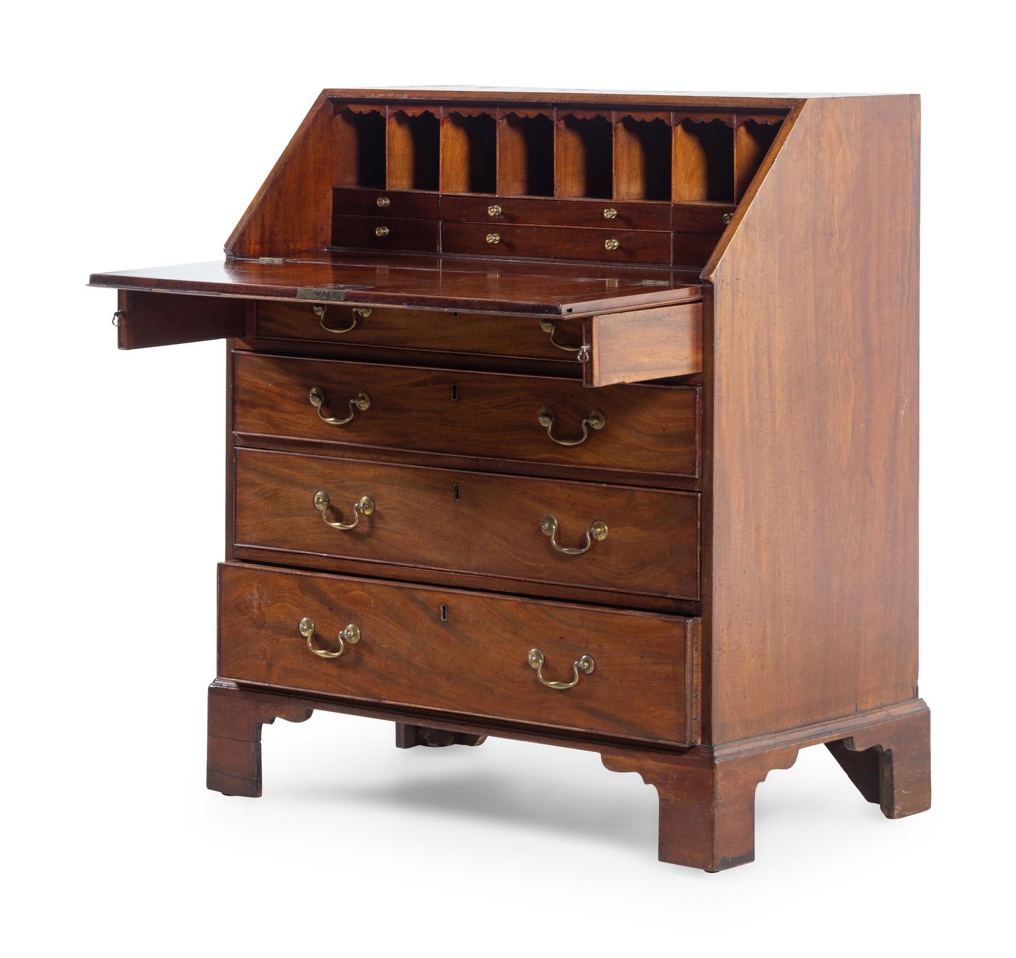 A George III Mahogany Slant-Front Bureau