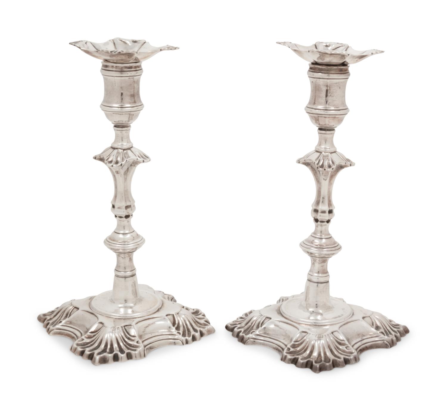 A Pair of George II Silver Candlesticks
