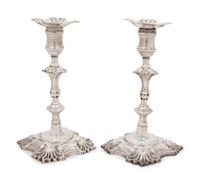 A Pair of George II Silver Candlesticks