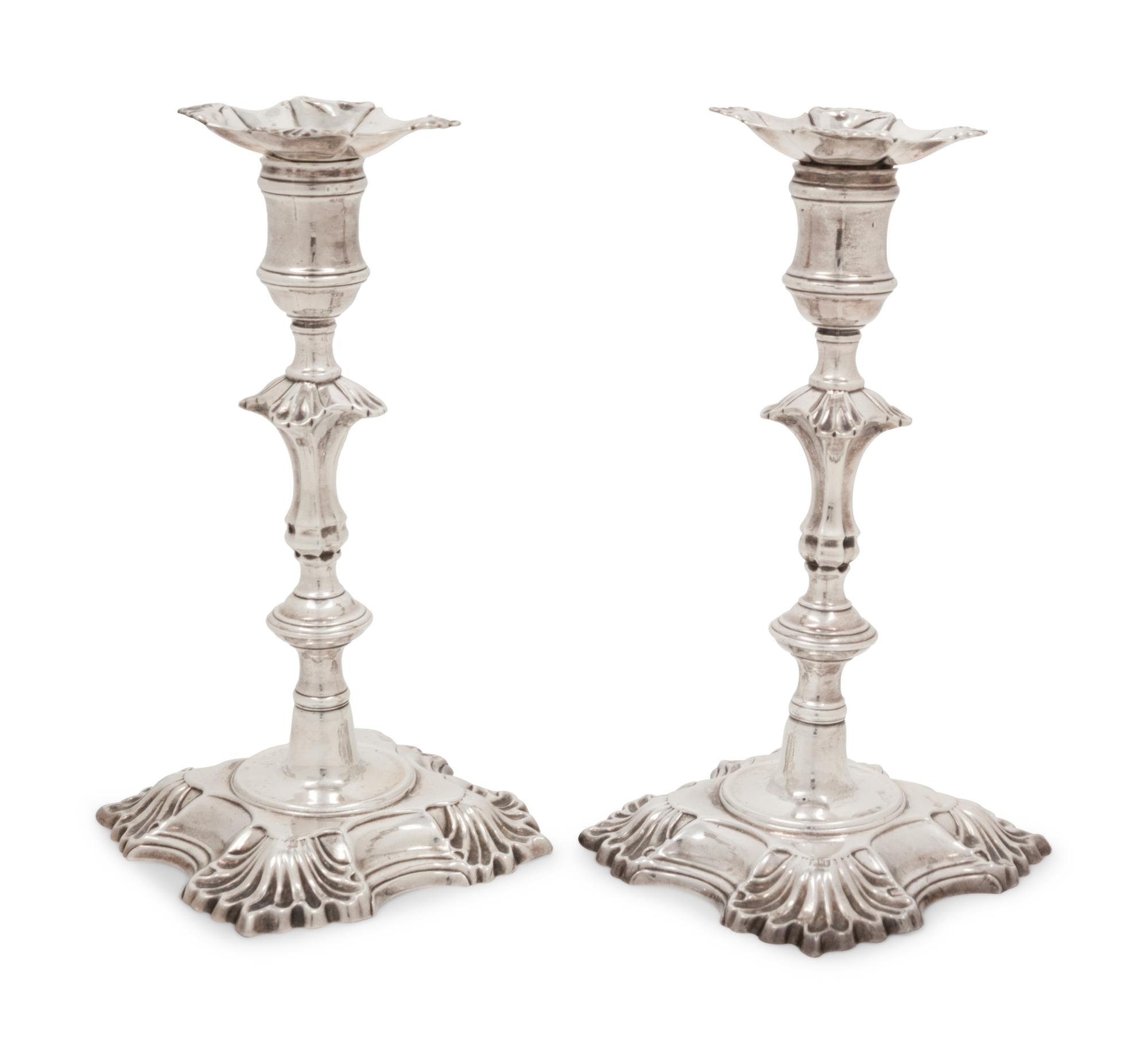 A Pair of George II Silver Candlesticks