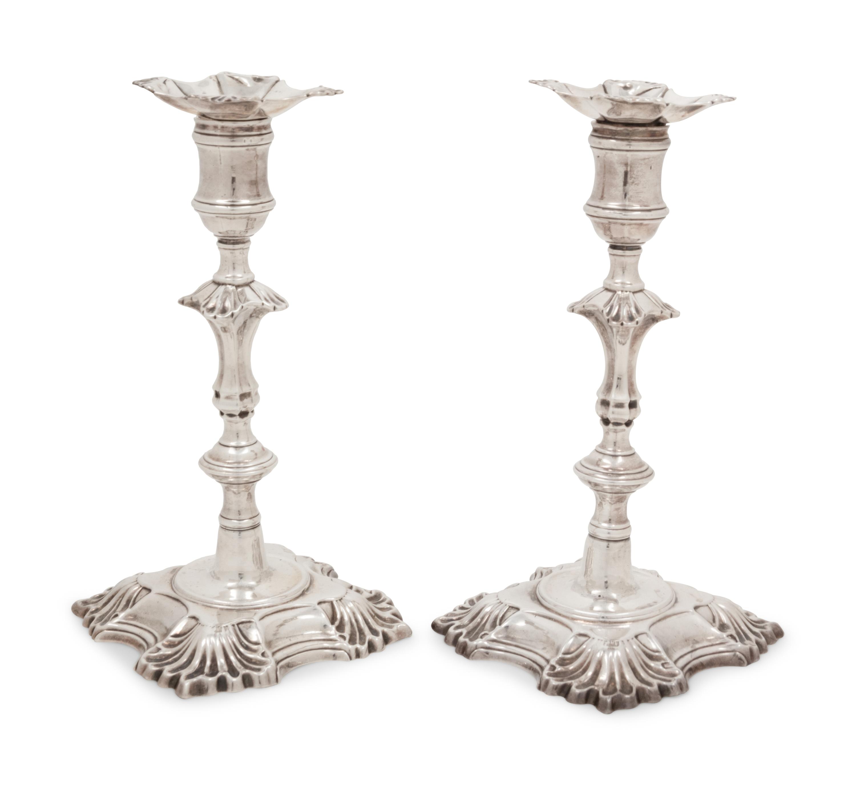 A Pair of George II Silver Candlesticks