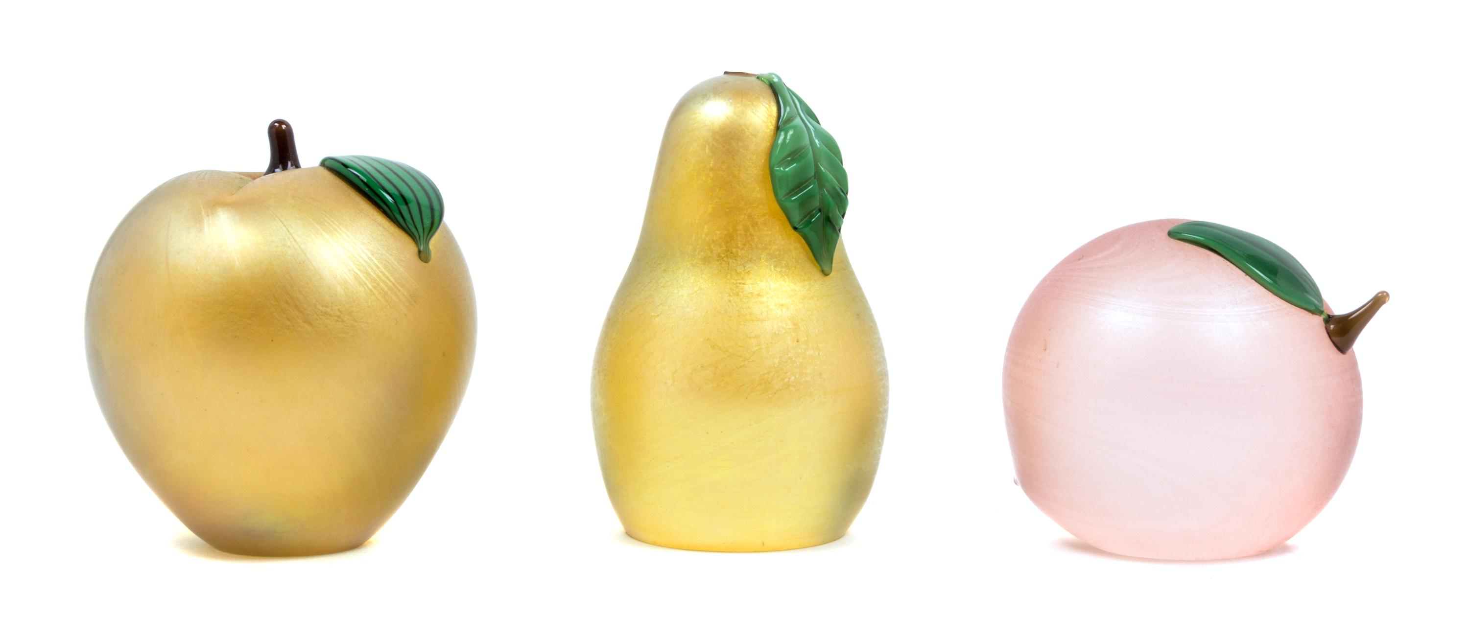 A Collection of American Studio Glass Paperweights, Orient & Flume Height of tallest 4 inches.