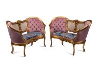 A Pair of Louis XV Style Giltwood Settees