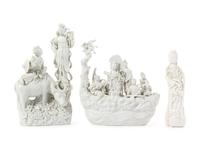 Three Blanc-de-Chine Porcelain Figural Groups