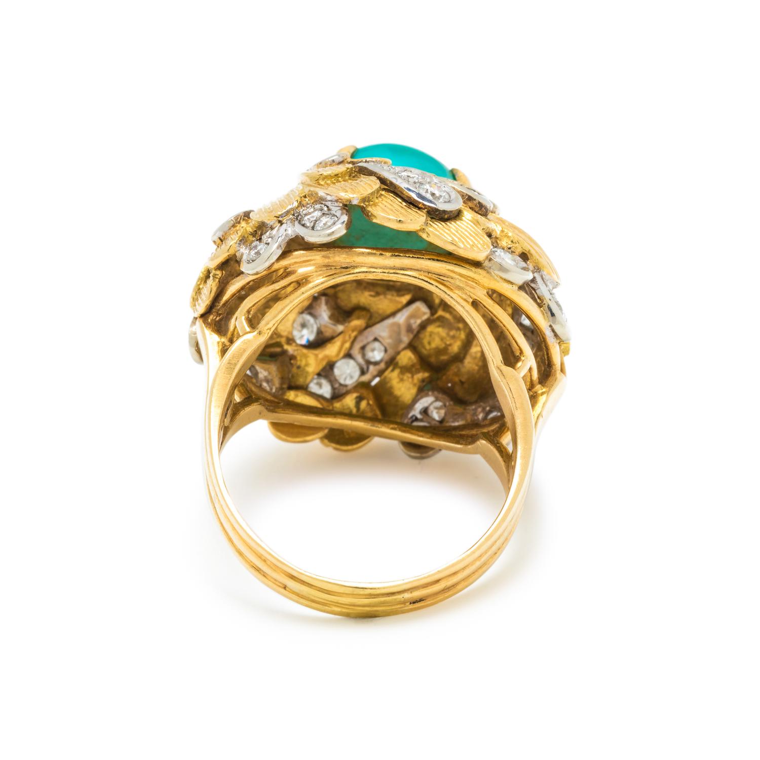 SYNTHETIC TURQUOISE AND DIAMOND RING