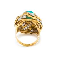 SYNTHETIC TURQUOISE AND DIAMOND RING