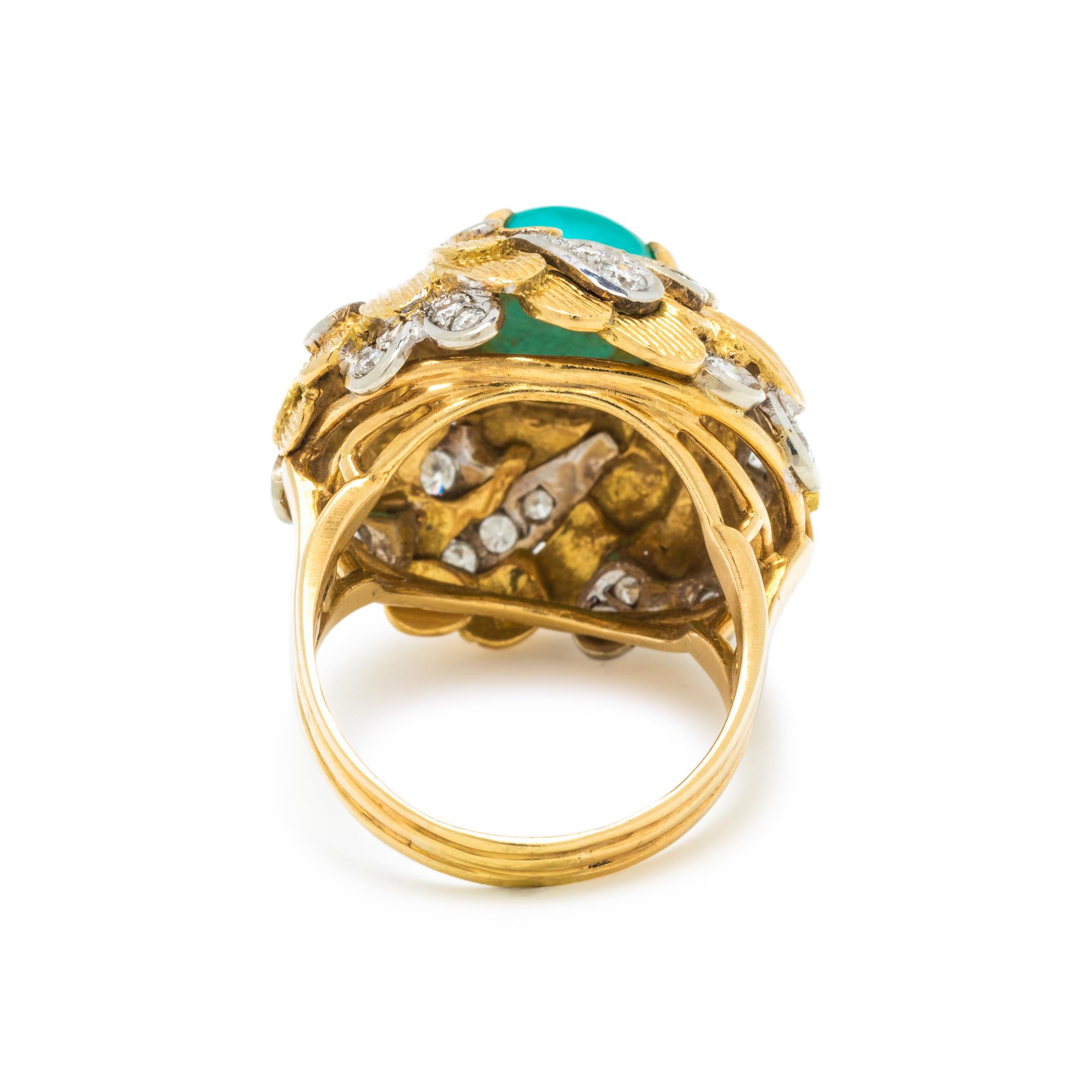SYNTHETIC TURQUOISE AND DIAMOND RING