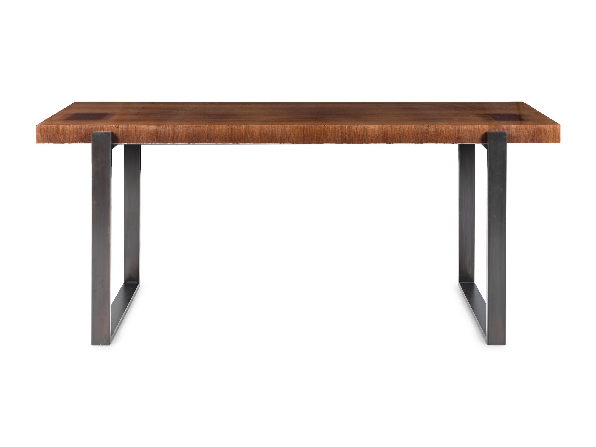 A Contemporary Bronze and Hardwood Console Table