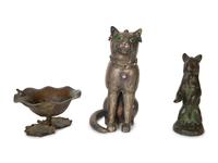 Three Continental Patinated Bronze Animalier Articles