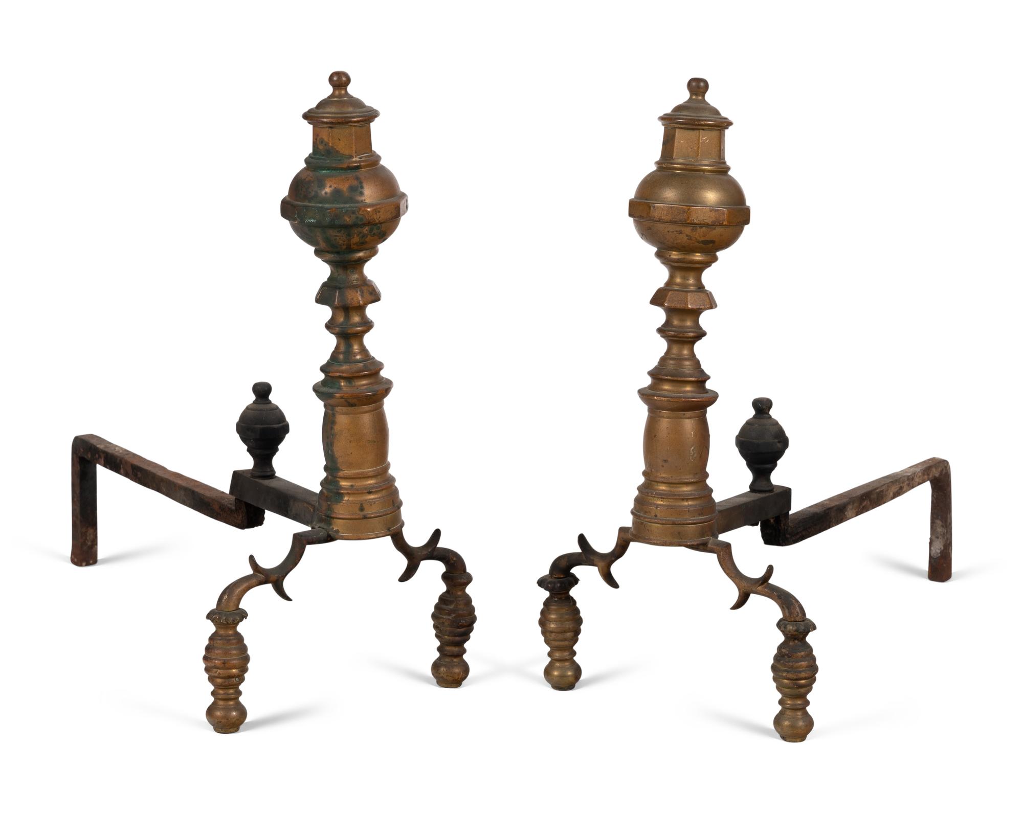 A Pair of Federal Style Ball-Top Andirons